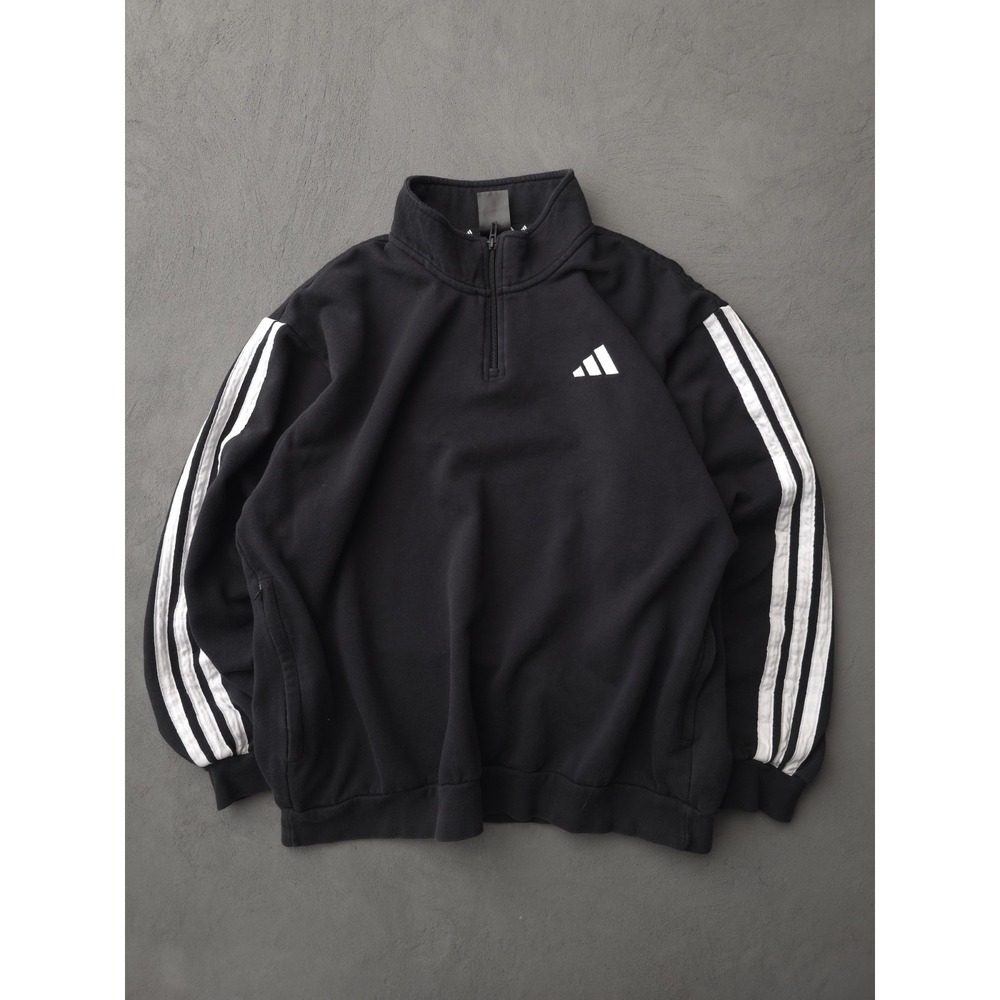 Adidas Performance Sportswear Black Quarter-Zip Sweatshirt L Three Stripes